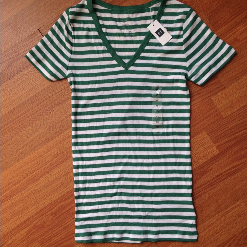 GAP The Modern Tee Green/white stripe